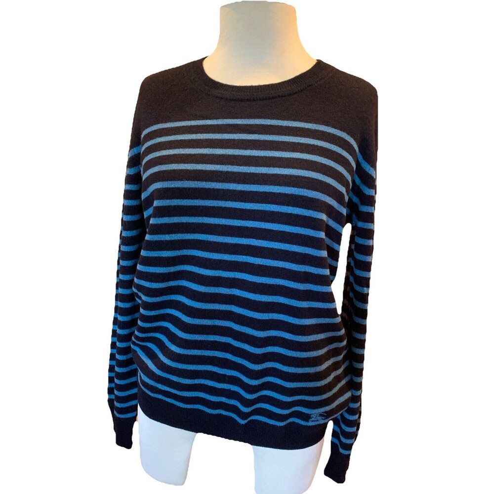 $380 Burberry Brit 100% Cashmere Sweater Size Large Luxury Designer Stripe *Flaw